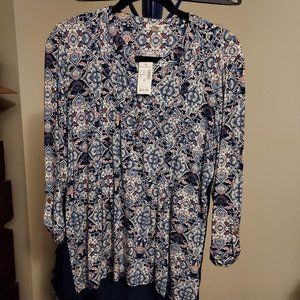 Westport Blouse - Blue Print - Plus - NWT